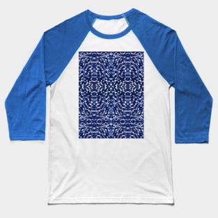 Abstract Blue Ink Brush Stroke Bold Texture Art Pattern Baseball T-Shirt